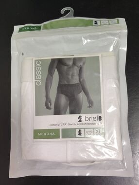 Vtg Merona cotton & Lycra classic White Men's Briefs Underwear -1 pair - Size XL